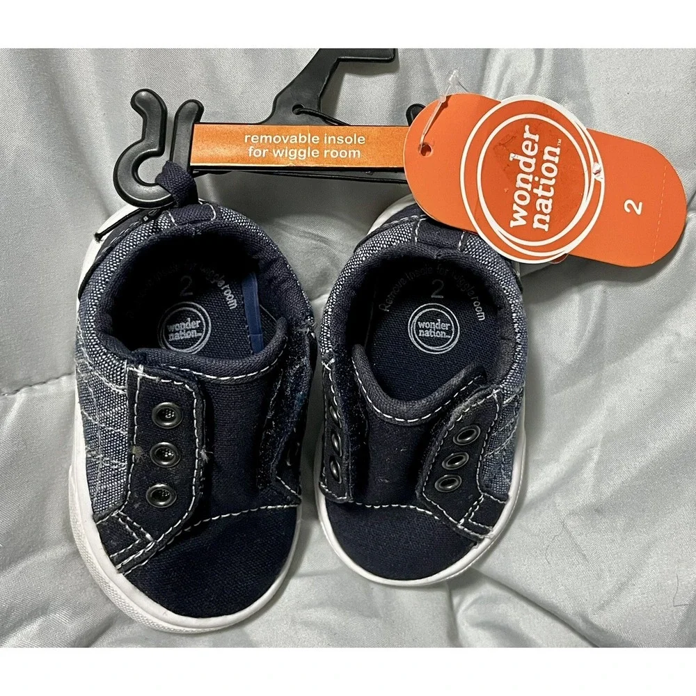 Wonder Nation Infant Blue Slip on shoes With Removable Insole Size 2 NWT